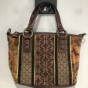 Fossil Fabric Leather Logo Handbag